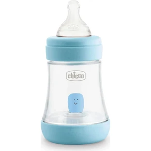 Chicco Perfect 5 – butelka z ustnikiem o powolnym przepływie, zapobiegająca kolkom, 150 ml, jasnoniebieska