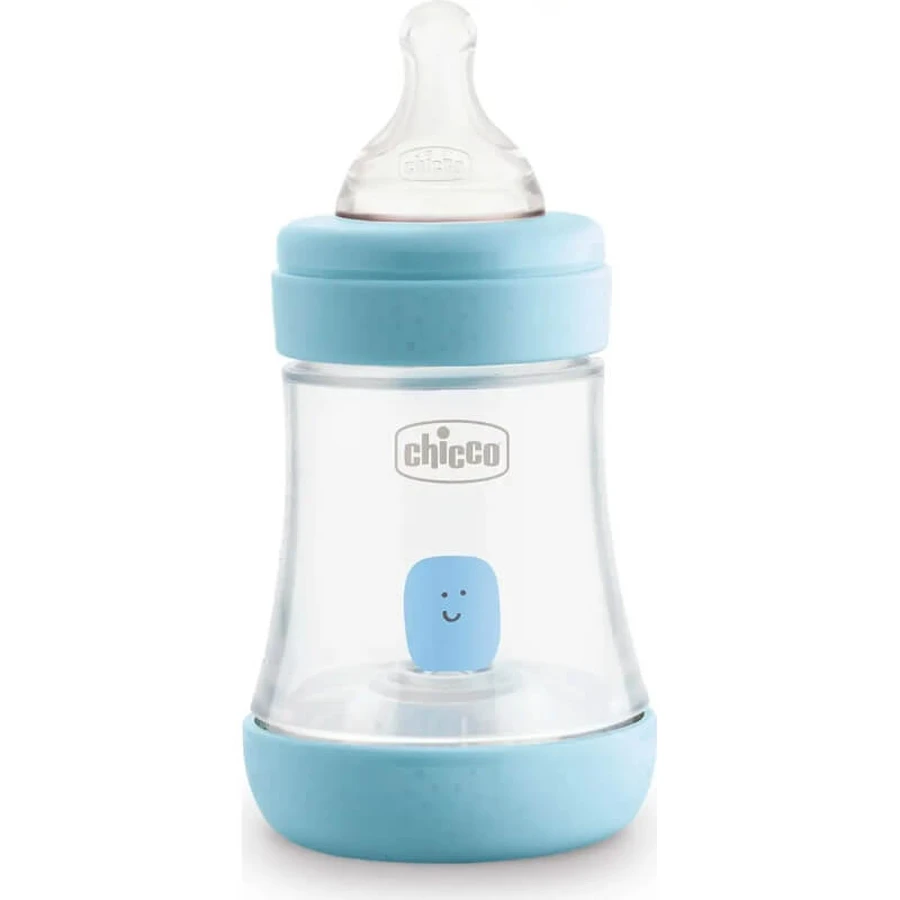 Chicco Perfect 5 – butelka z ustnikiem o powolnym przepływie, zapobiegająca kolkom, 150 ml, jasnoniebieska: ceny i cechy
