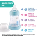 Chicco Perfect 5 – butelka z ustnikiem o powolnym przepływie, zapobiegająca kolkom, 150 ml, jasnoniebieska: ceny i cechy