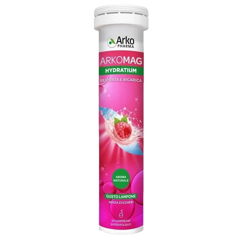 Arkomag Hydratium – spendet Feuchtigkeit und gibt neue Energie, Himbeergeschmack, 24 Brausetabletten