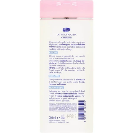Venus Softening Cleansing Milk for Face and Eyes, 200 ml