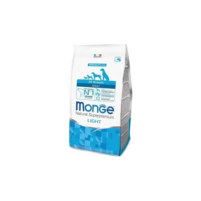 Monge All Breeds Adult Light – Trockenfutter für Hunde mit Lachs und Reis, 2,5 kg