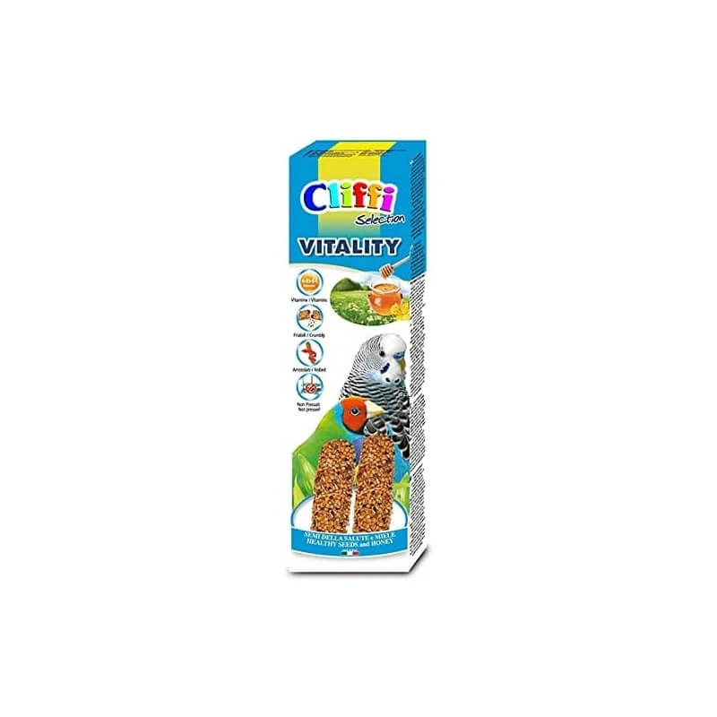 Cliffi Vitality Sticks mit Samen und Honig – Alleinfutter für Sittiche und exotische Vögel, 60 g