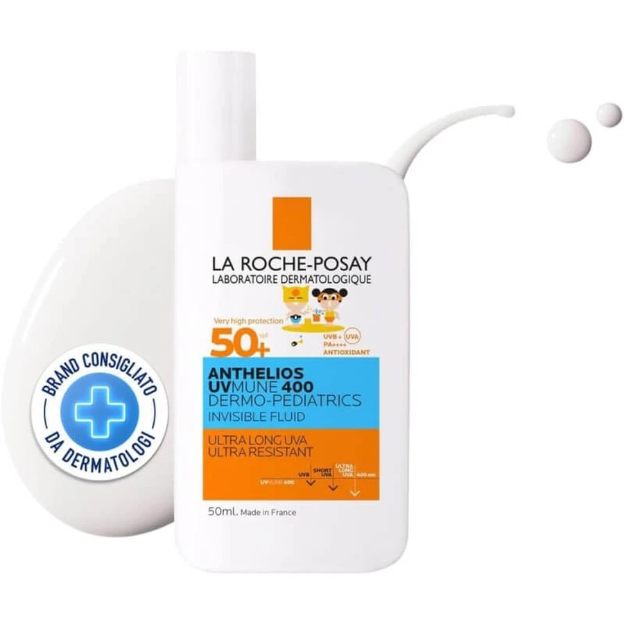 La Roche-Posay Anthelios UVMune 400 Crème solaire invisible pour enfants SPF 50+ (Dermo-Pédiatrie), protection très élevée, 50 ml
