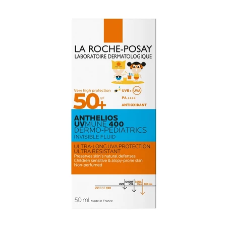 La Roche-Posay Anthelios UVMune 400 Crème solaire invisible pour enfants SPF 50+ (Dermo-Pédiatrie), protection très élevée, 50 ml