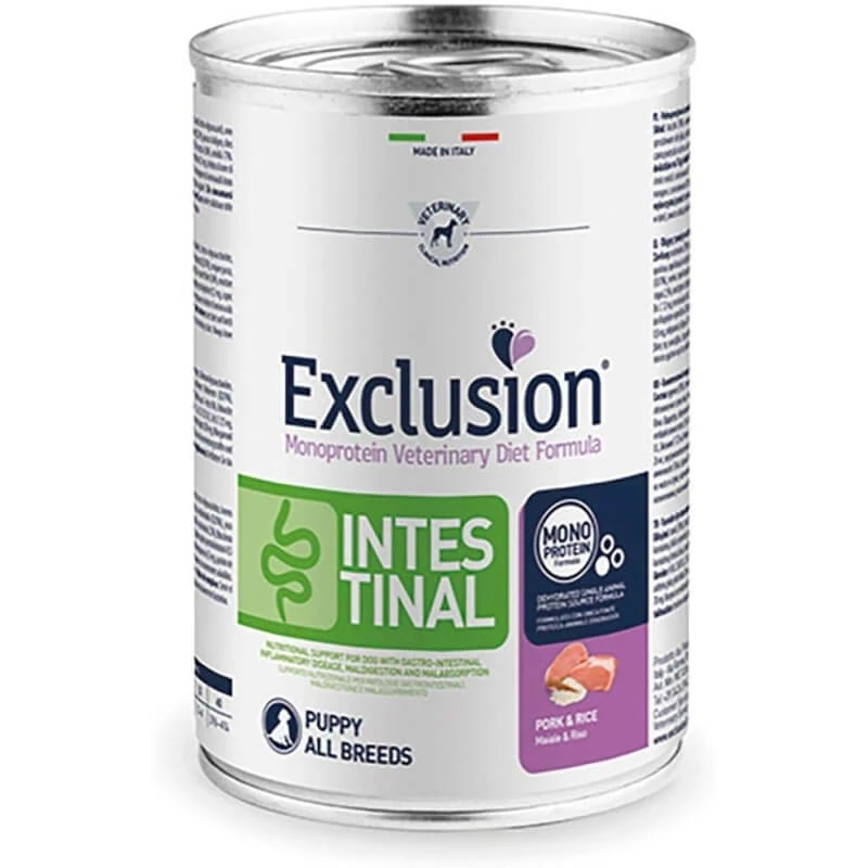 Exclusion Intestinal Puppy Schweinefleisch & Reis – Alleinfuttermittel für Welpen mit Darmbeschwerden, 400 g