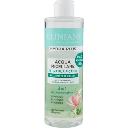 Clinians Hydra Plus - Eau micellaire pour peaux mixtes ou grasses, 400 ml