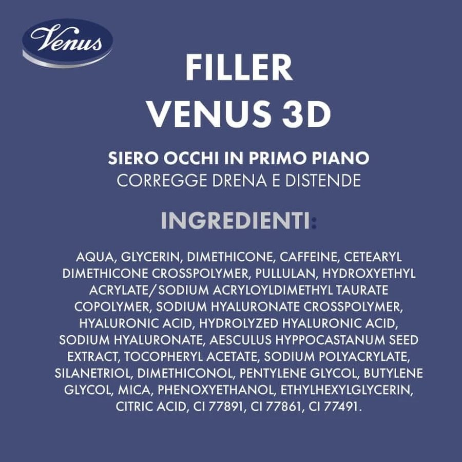 Venus Filler Venus 3D - Sérum antienvejecimiento para el contorno de los ojos, 15 ml