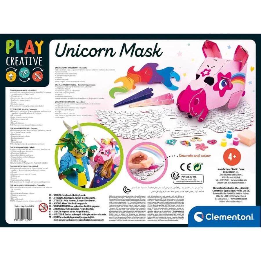 Masque de licorne « Play Creative » de Clementoni - Kit de jeu créatif