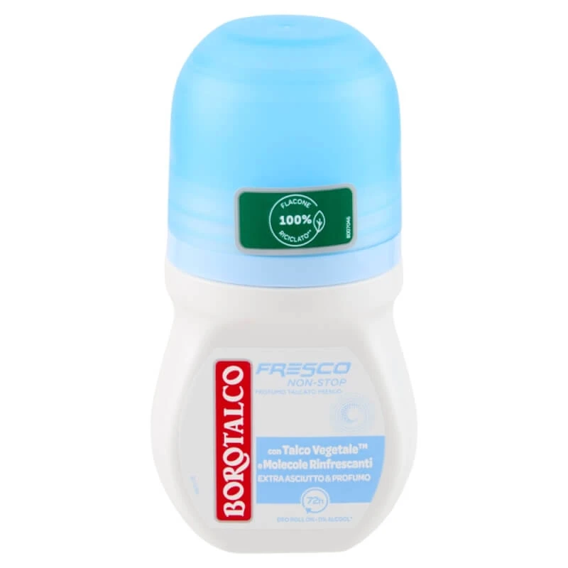 Borotalco Fresh Non-Stop Talkumpuder – 72-Stunden-Roll-on-Deodorant, 50 ml
