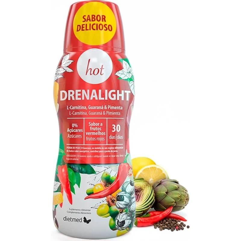 Drenalight Hot 600 ml – ein Nahrungsergänzungsmittel zur Entwässerung und Entgiftung, das den Stoffwechsel unterstützt und bei der Gewichtsregulierung