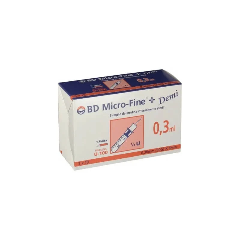 Micro-Fine Micro-Fine – 0,3-ml-Insulinspritzen mit 30-g-Nadeln (8 mm), 3 Packungen à 10 Spritzen