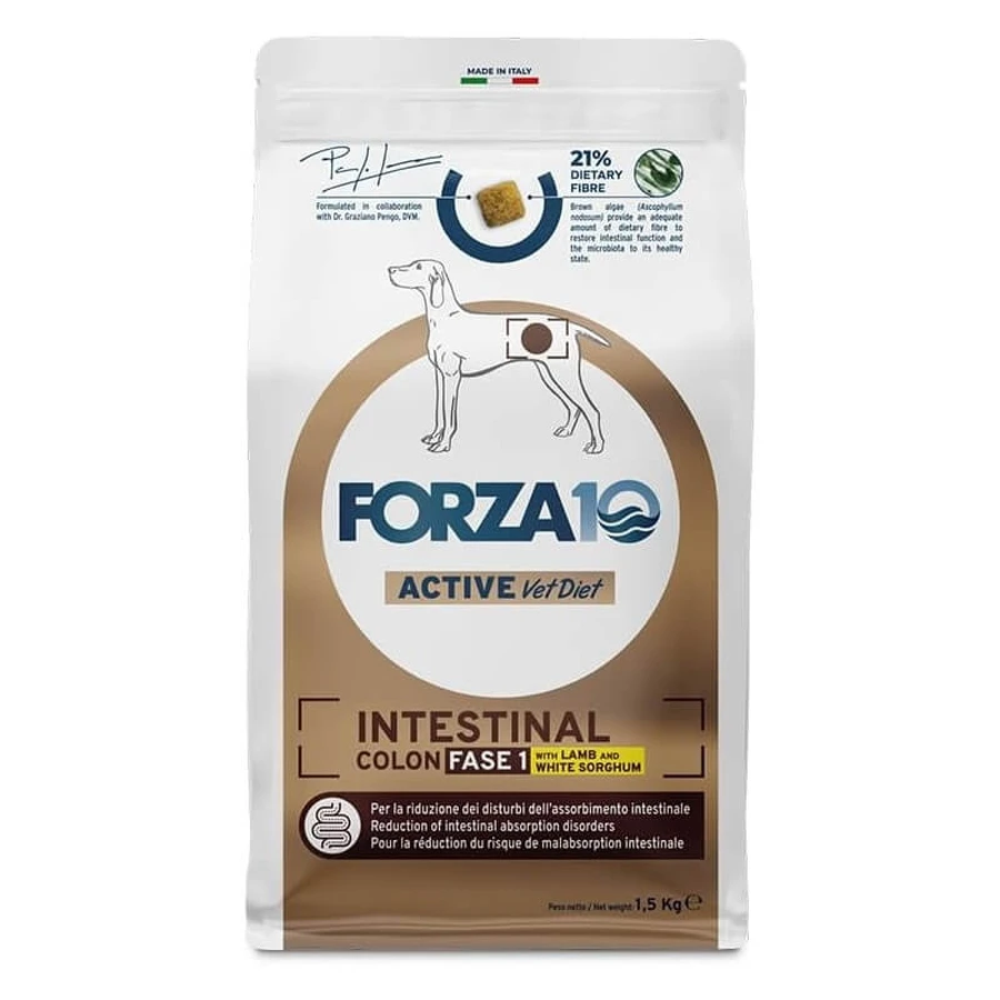 Forza10 Intestinal Colon Active Phase 1 Lamsvlees en sorghum - Dieetvoeding voor volwassen honden met darmproblemen, 1,5 kg