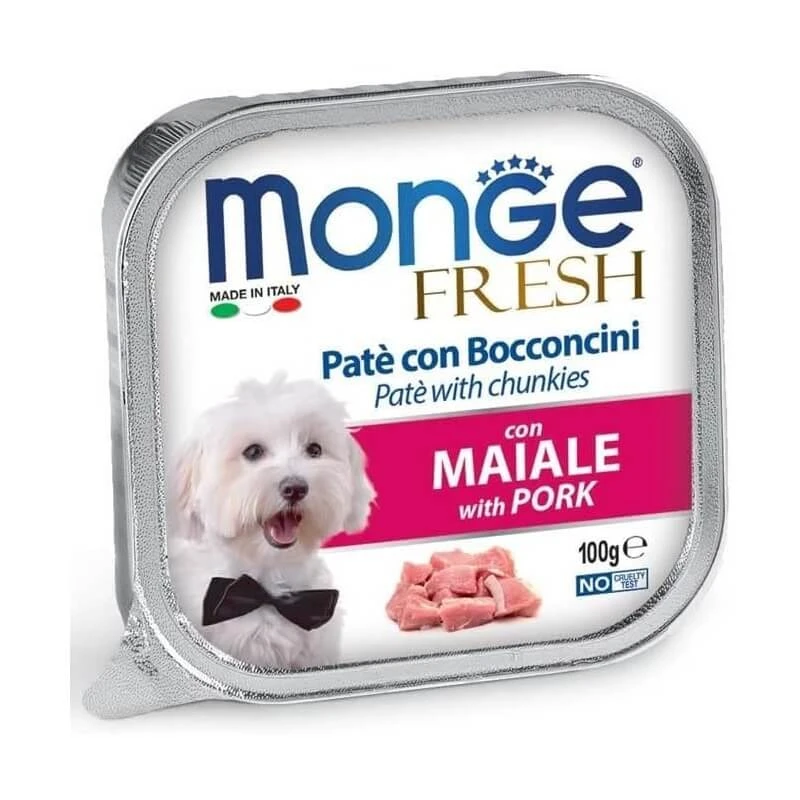 Monge Fresh Pork – Pastete mit Häppchen für erwachsene Hunde 100 g