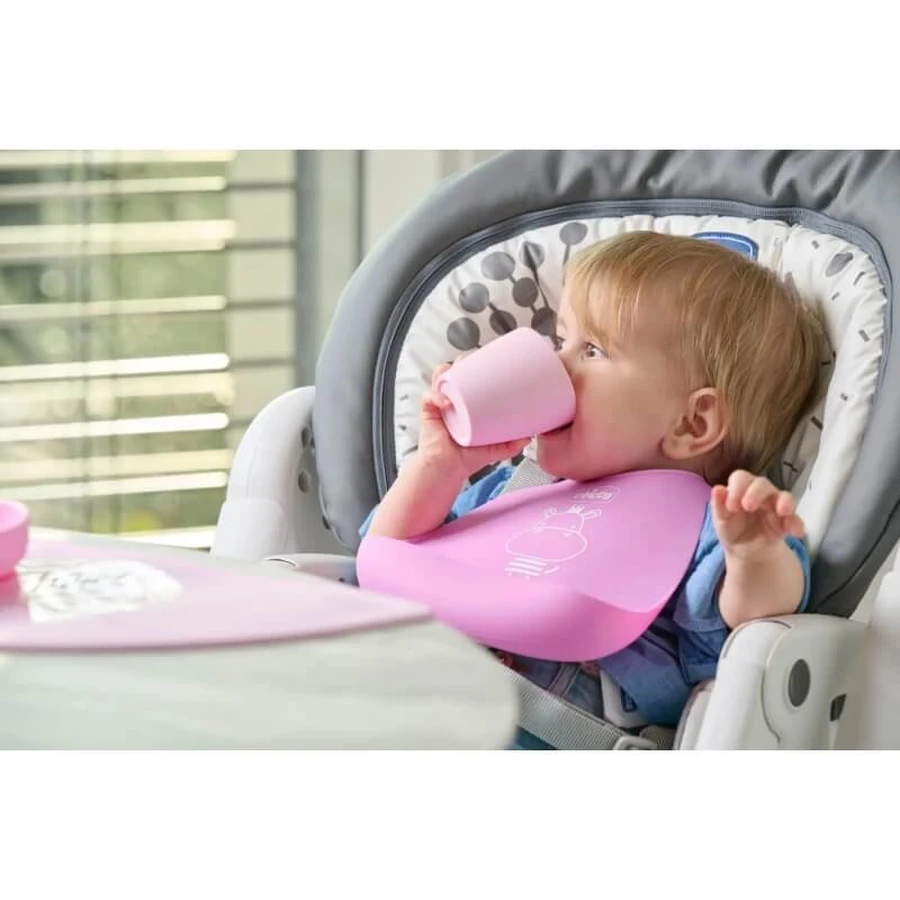Baveta ajustabilă Chicco din silicon roz