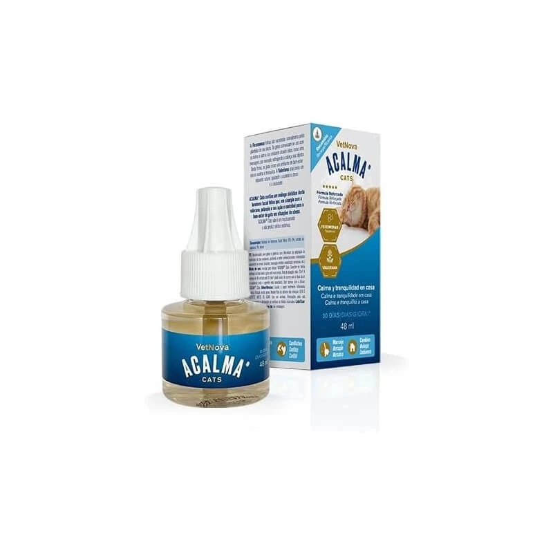 Vetnova Acalma Cats – Anti-Stress-Nachfüllpackung für Katzen mit Pheromonen und Baldrian, 48 ml