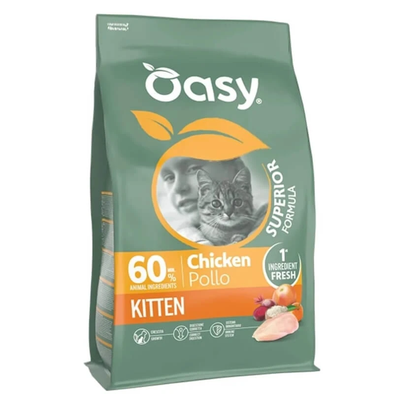 Oasy Kitten Superior Chicken Formula – Alleinfuttermittel für Kätzchen sowie trächtige und säugende Katzen, 6 kg