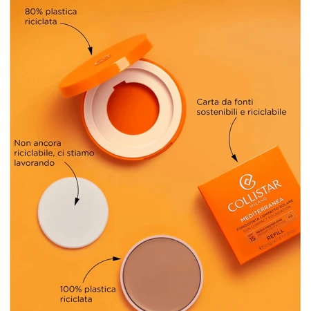 Recambio de protector solar facial Collistar SPF 15 para base de maquillaje compacta, Tono Mediterráneo, Protección media, N.º 04 Pantelleria