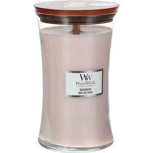Woodwick Rosewood – lumânare parfumată în formă de clepsidră, mare, 609 g