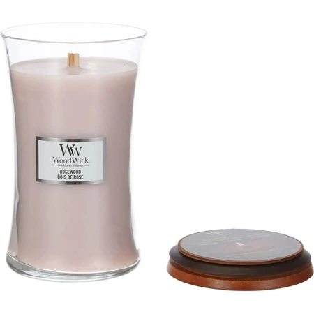 Woodwick Rosewood – lumânare parfumată în formă de clepsidră, mare, 609 g