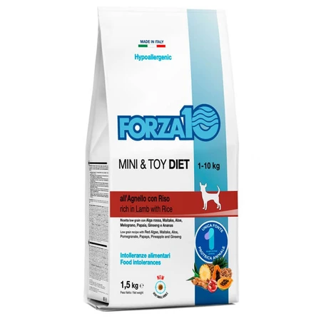 Forza10 Forza 10 Mini &amp; Toy Diet Agneau au riz - Aliment diététique complet pour chiens, 1,5 kg