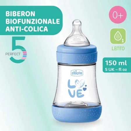 Chicco Perfect 5 Lichtblauw - Fles met langzame doorstroming, 150 ml