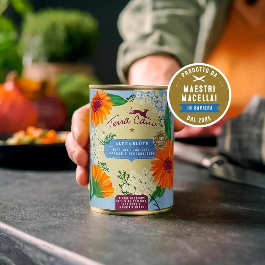 Terra Canis Flower Waikiki Woof Salmon – uzupełniająca karma mokra dla psów, 400 g: ceny i cechy