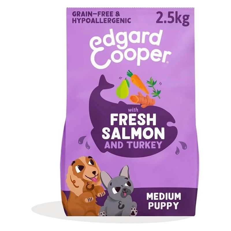 Edgard & Cooper Frischer Lachs und Pute für mittelgroße Welpen – Alleinfuttermittel für Welpen, 2,5 kg