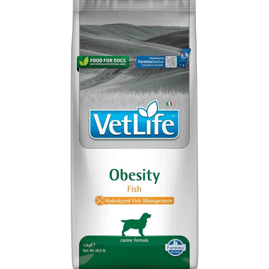 Farmina Vet Life Obesity Fish Canine Formula - Aliment complet pour chiens obèses, 12 kg