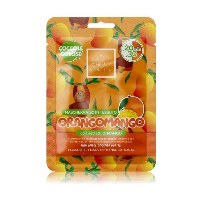 Lady Venezia Orangomango – belebende und feuchtigkeitsspendende Stoff-Gesichtsmaske, 24 ml