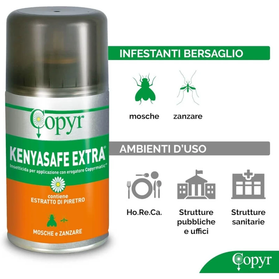 Copyr Kenyasafe Extra - Insecticide contre les moustiques, les mouches et autres insectes volants, 1 bidon de 250 ml