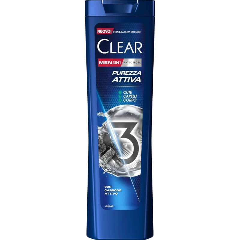 Clear Active Freshness 3-in-1 – Anti-Schuppen-Shampoo mit Aktivkohle, 225 ml
