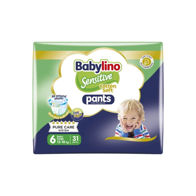 Babylino Sensitive – 31 Pull-up-Windeln der Größe 6 (extra groß, 13–18 kg)