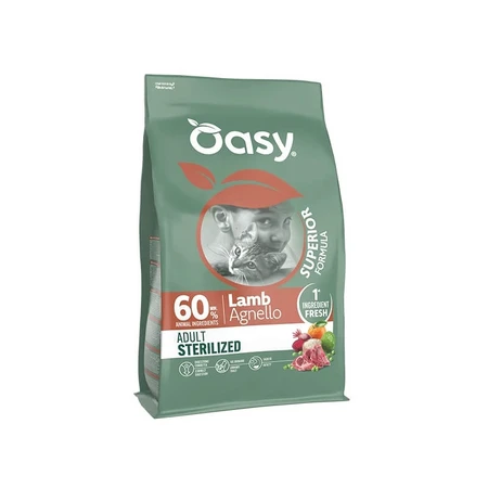 Oasy Superior Formula Adult Sterilized Lamb – Alleinfuttermittel für kastrierte erwachsene Katzen, 1,5 kg