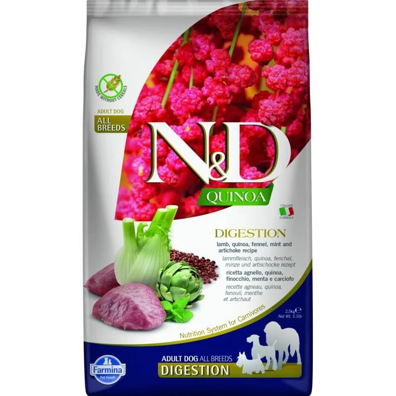 Farmina N&d Quinoa Digestion Lamb – Alleinfuttermittel für ausgewachsene Hunde mit empfindlicher Verdauung, 2,5 kg