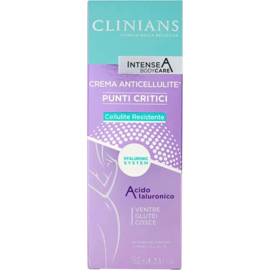 Clinians Intense – cremă anticelulitică pentru zonele critice – abdomen, fese și coapse, 150 ml