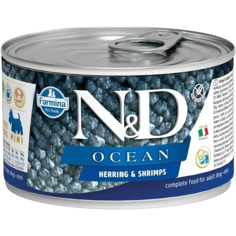 Farmina N&d Ocean Adult Mini Hering und Garnelen – Alleinfuttermittel für kleine erwachsene Hunde, 140 g