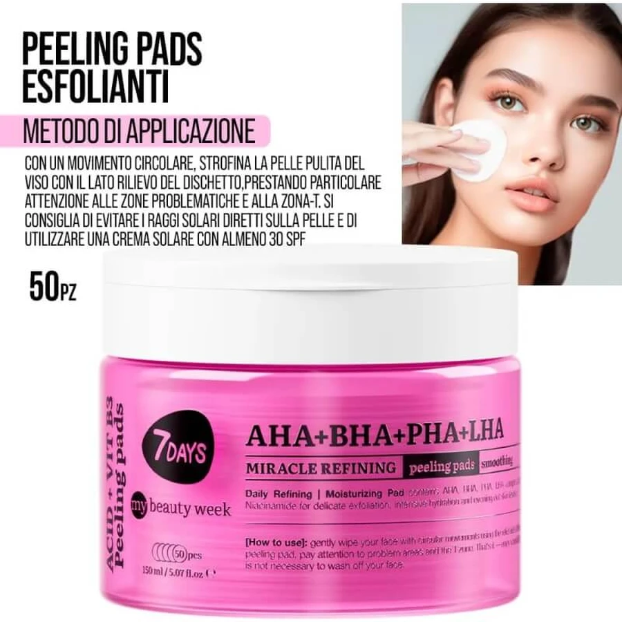 7days AHA + BHA + PHA + LHA – cudowne płatki złuszczające – 50 płatków złuszczających: ceny i cechy