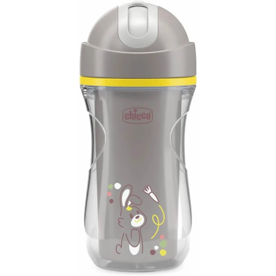 Chicco Sport Cup - Insulated Sports Cup with Non-Spill Straw, 14m+, Gray, 266 ml