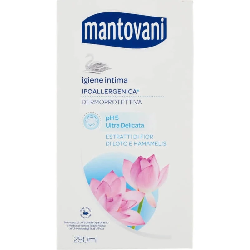 Mantovani Ultra Gentle pH 5 mit Lotusblüten- und Hamamelis-Extrakten – Intimwaschgel 250 ml