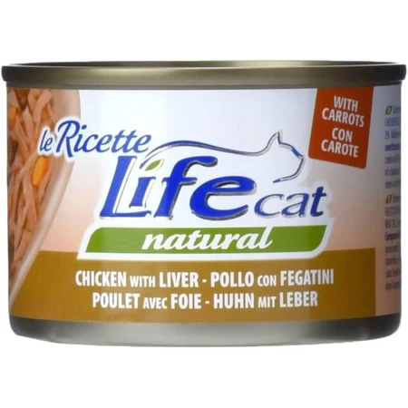 Life Petcare Life Cat Natural Kip met kippenlevertjes en wortelen - Compleet kattenvoer, 150 g