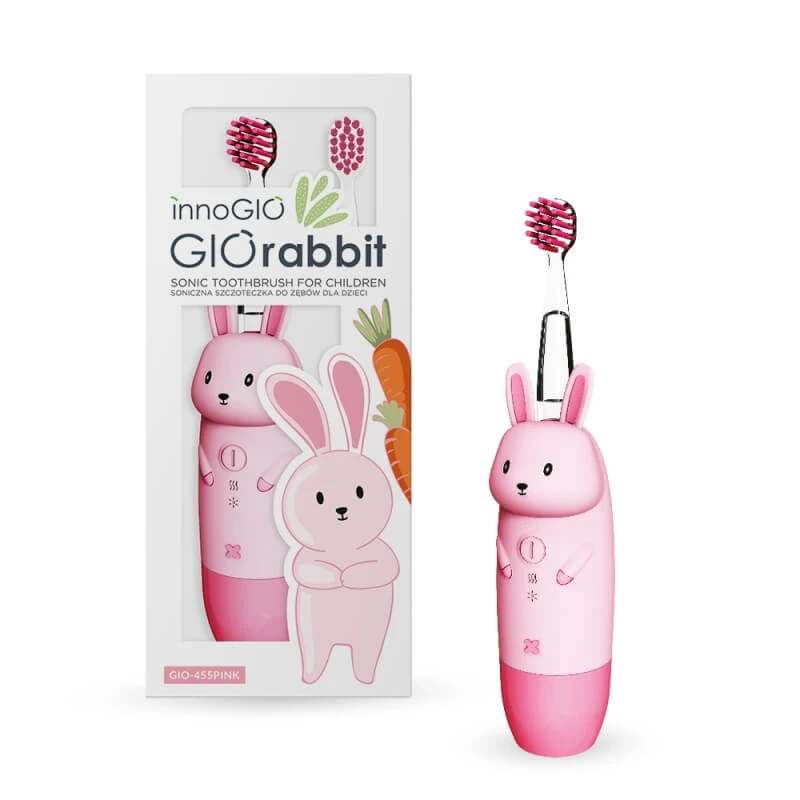 Innogio Gio Rabbit – Schallzahnbürste mit austauschbarem, leuchtendem Bürstenkopf – Rosa