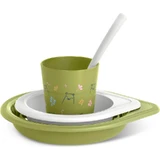 Suavinex Baby-Entwöhnungsset – flacher Teller + Schüssel + Becher + Löffel – Pistazie