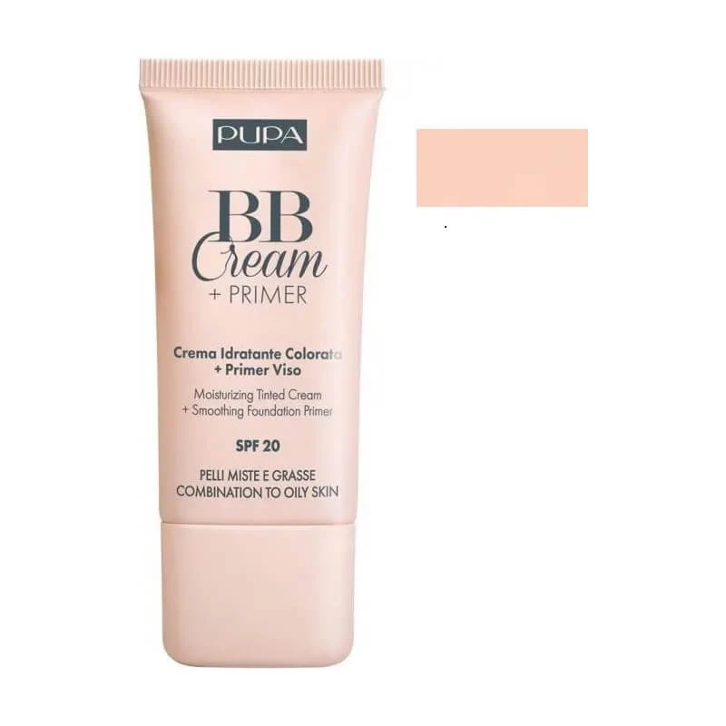 Pupa BB Cream + Primer für Mischhaut und fettige Haut, Nr. 001 Nude