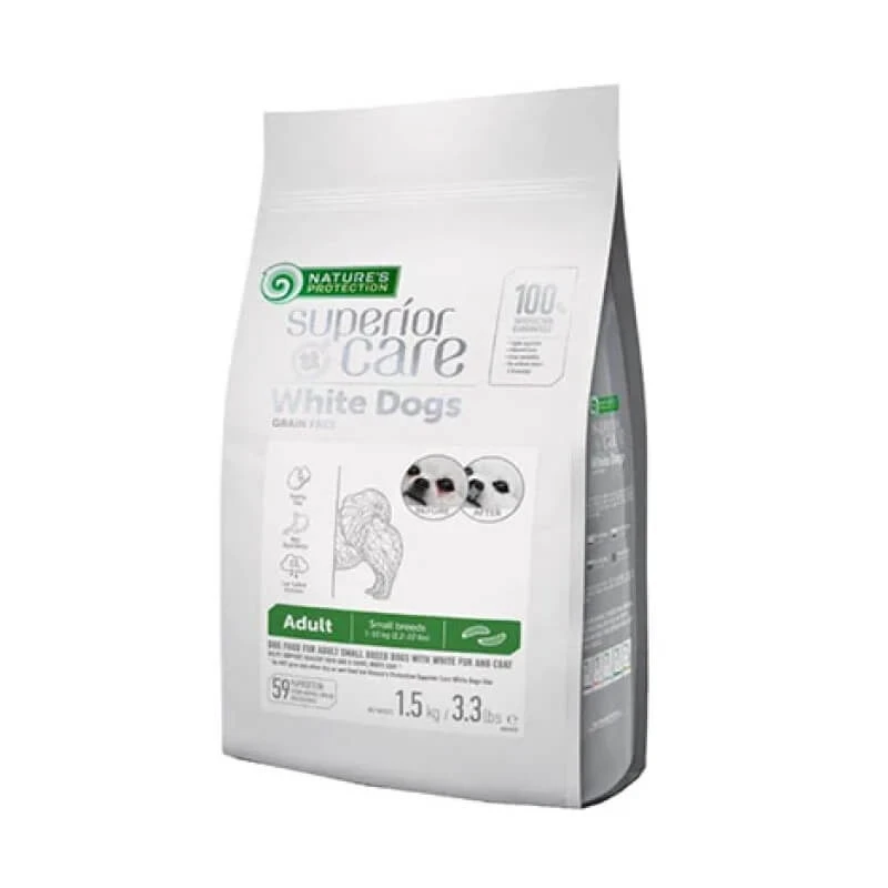 Nature's Protection Superior Care White Dog mit Insektenprotein – Trockenfutter für kleine erwachsene Hunde mit hellem Fell, 1,5 kg