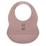 Babero Nattou con bolsillo, fabricado en silicona suave y sin BPA, en color rosa antiguo con un diseño de conejito