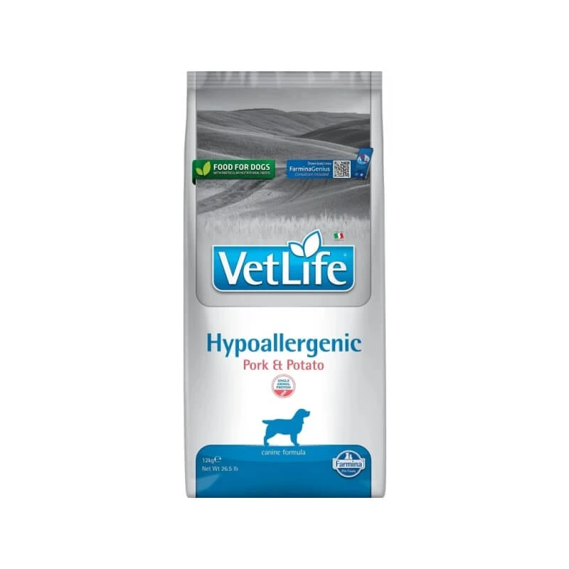 Farmina Vet Life Hypoallergenic Schweinefleisch und Kartoffeln – Alleinfuttermittel für Hunde mit Nahrungsmittelunverträglichkeiten und Hautproblemen,