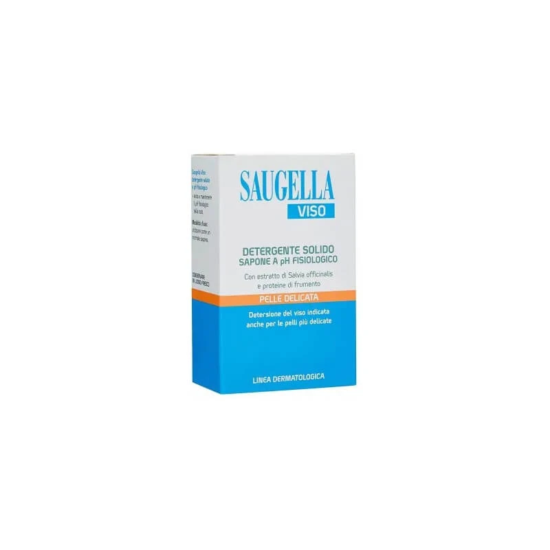 Saugella Gesichtsreiniger – Festes Reinigungsmittel mit physiologischem pH-Wert, für empfindliche Haut, mit Salbei und Weizenproteinen, 100 g