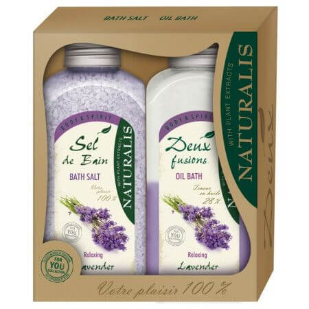 Set Sare de baie 1000 g + Spuma de baie 800 ml Lavander, Naturalis