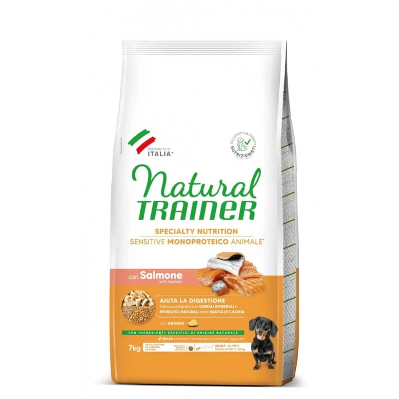 Natural Trainer Specialty Nutrition Adult Small & Toy Lachs – Alleinfuttermittel für Hunde, 7 kg
